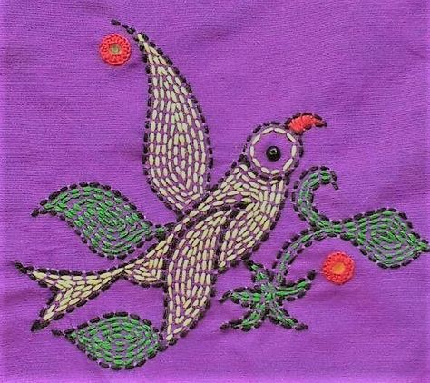 Indian Embroidery Motifs, Kantha Motifs Design, Katha Embroidery Design, Kantha Embroidery Designs Hand Stitching, Traditional Kantha Embroidery Designs, Katha Work Embroidery, Kantha Work Designs, Kantha Embroidery Designs Motifs, Kantha Embroidery Motifs Traditional Design