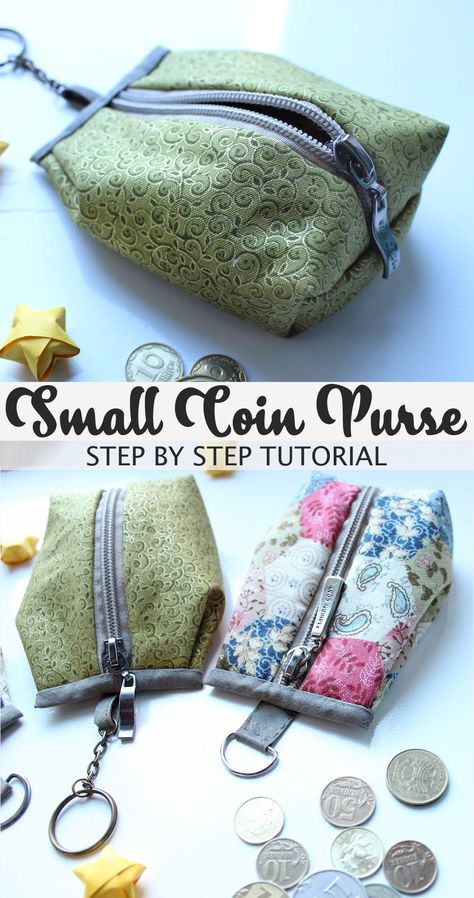 Coin Purse Tutorial Coin Purse Pattern, Coin Purse Tutorial, Wallet Sewing Pattern, Purse Tutorial, Diy Bags Patterns, Small Coin Purse, Sewing Tutorials Free, Sewing Purses, Diy Purse