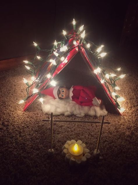 Elf On The Shelf Camp Fire, Diy Elf On A Shelf Ideas, Elf On The Shelf Fall Ideas, Green Elf On The Shelf, Elf On The Shelf Carrying Case, Elf Falling Through Ice, Elf On The Shelf Chandelier, Elf On The Shelf Trunk Or Treat, Elf On The Shelf Dress Up