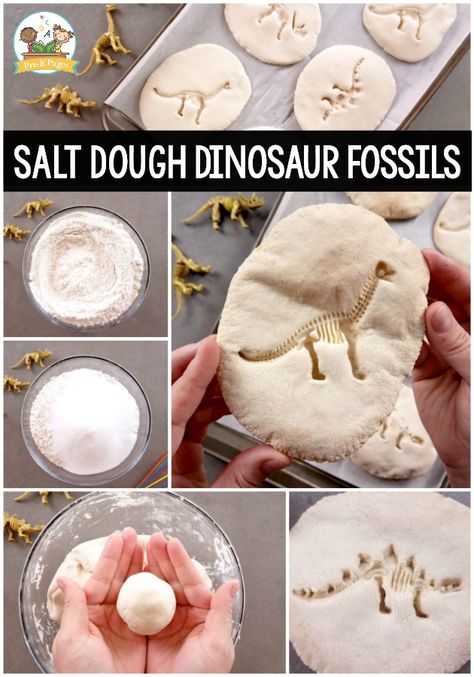 Make Dinosaur Fossils, Dinosaur Snacks, Make Salt Dough, Dinosaur Activities Preschool, Dinosaur Projects, Dinosaur Dig, Dinosaurs Preschool, Dinosaur Activities, Dinosaur Crafts