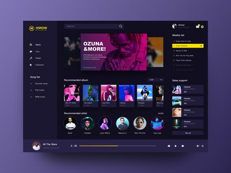 Music Player Website, Web App Ui Design, Desain Ux, Music App Design, 007 Casino Royale, Music Player Design, Logo Design Women, Design Sites, Ui Design Dashboard