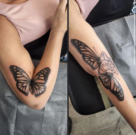 Butterfly Elbow Tattoo Open Close, Opening Tattoo, Tattoos Elbow, Tattoo Papillon, Inner Elbow Tattoos, Butterfly Wing Tattoo, Inner Arm Tattoos, About Butterfly, Elbow Tattoo