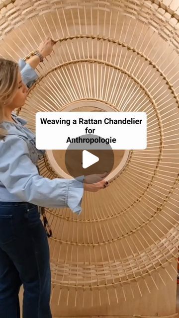 Elizabeth Dunn on Instagram: "•• One of my favorite displays I've ever worked on, our Rattan Shade turned out beautifully!! ✨️🌿
.
Materials: plywood for structural rings, round reed, half-round reed, flat reed for weaving and natural raffia for binding. The display is constructed in three parts; a central conical shade plus two outer arcs. 
.
Completed chandelier/shade measures approximately nine and a half feet across! Fishing line and eye hooks were all that were necessary to hang this surprisingly lightweight display. She is a bit unwieldy for one person to install so I'm grateful I had some extra pairs of hands to help suspend her! 😅
.
HUGE thank-you to chechillia and @carolineh_loves for their support in the weeks of prep required for this labor-intensive display! I am forever grate Rattan Shades, Im Grateful, Chandelier Shades, Turn Ons