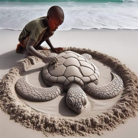 Beach Sand Art, Rock Sculpture, Stone Art Painting, Sand Sculptures, Art Rock, Sand Art, Sand Castle, Beach Sand, Pebble Art