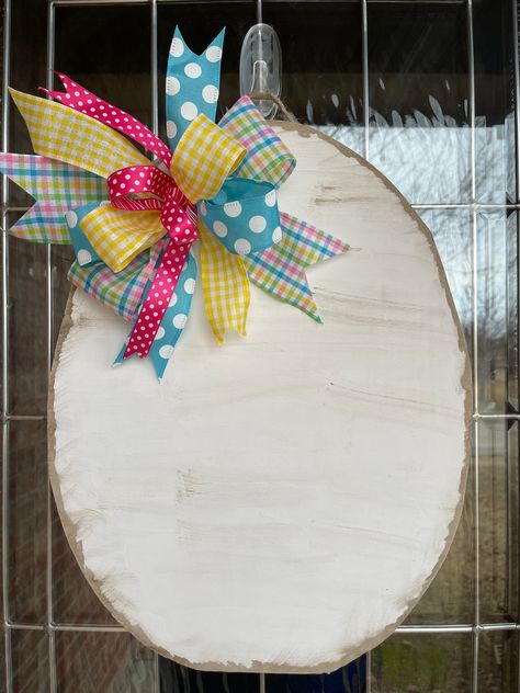 Front Door Decor | Easter Egg Door Hanger | Easter Decor l Front Door Wreath | Easter Door Sign | Easter Door Hanger | Easter Welcome by JustWreathinAroundTX on Etsy Easter Egg Door Hanger Wood, Round Easter Door Hangers, Easter Egg Door Hanger, Easter Door Hangers, Easter Front Porch Decor, Easter Front Porch, Holiday Crafts Easter, Easter Door Wreaths, April Easter