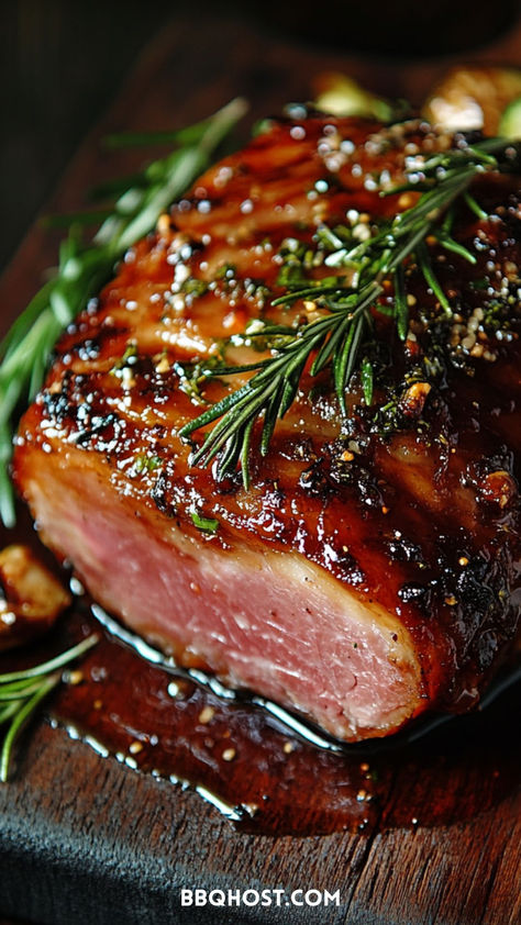 Baked Ham with Italian Glaze takes your Christmas feast to the next level! With a delicious blend of Madeira wine, garlic, and rosemary, this juicy ham will impress your guests. Pin this recipe for your holiday meal! Check out the blog for the best Christmas ham ideas. Christmas Smoked Ham, Christmas Baked Ham Recipes, Glazed Christmas Ham, Xmas Meat Dishes, Roasted Ham In Roaster, Glaze For Christmas Ham, Xmas Ham Recipes, Baked Christmas Ham Recipes, Christmas Ham Ideas