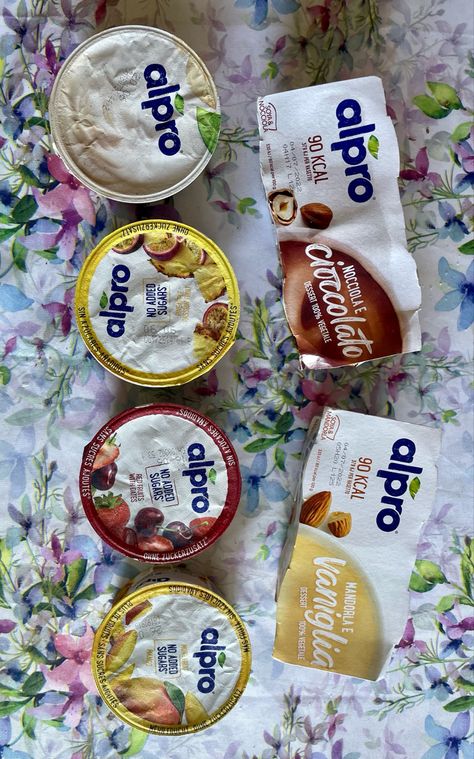 Yogurt Aesthetics, Alpro Yogurt, Vegan Aesthetic, Mood Bored, Fit Aesthetic, Fav Food, Vegan Yogurt, Grocery Haul, Healthy Fit