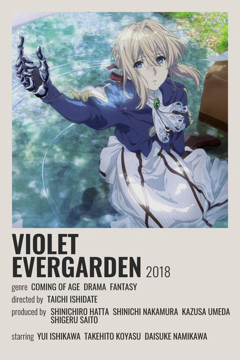 Violet Evergarden Poster, Top 5 Anime, Reborn Anime, The Garden Of Words, Japanese Animated Movies, Violet Evergarden Anime, Anime Suggestions, Film Anime, Animes To Watch