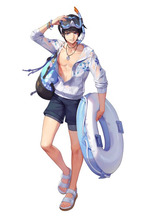 Yuki - Official Immortal Soul: Black Survival Wiki Anime Beach Outfit, Male Swimsuit, Black Survival, Summer Japan, Eternal Return, Immortal Soul, Male Pose Reference, Art Outfit, Boy Drawing