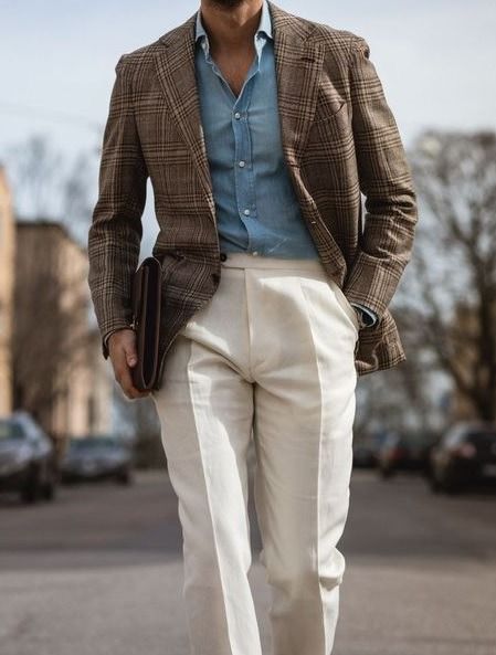 Brown Blazer Outfit, Mens Fall Outfits, Denim Shirt Style, Blazer Outfits Men, Der Gentleman, Classy Outfits Men, Smart Casual Men, Fall Outfits Men, Mens Fashion Casual Outfits