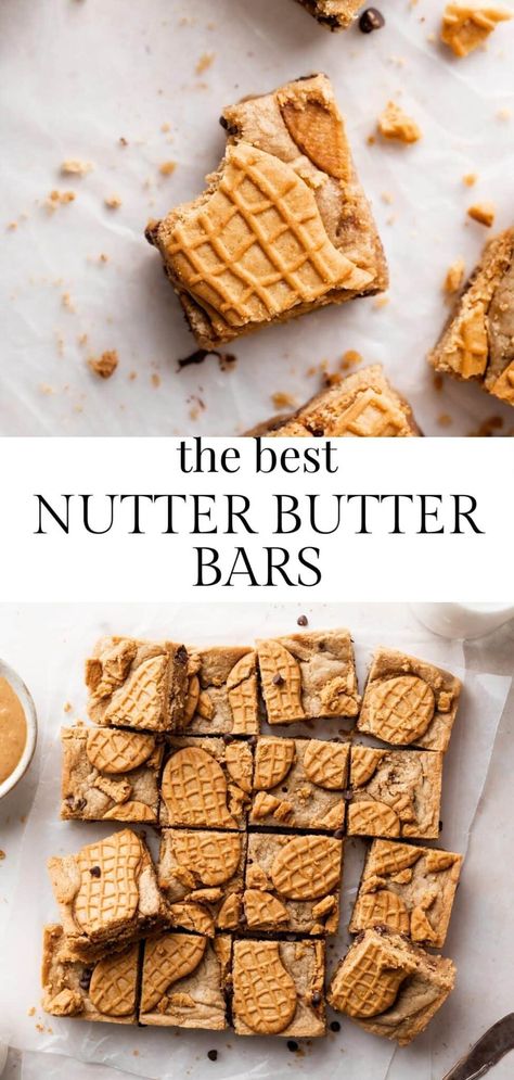 Nutter Butter Dessert, Chewy Peanut Butter Bars, Cambrea Bakes, Peanut Butter Bar, Butterfinger Cookies, Easy Bar Recipes, Nutter Butter Cookies, Butter Bar, Butter Bars