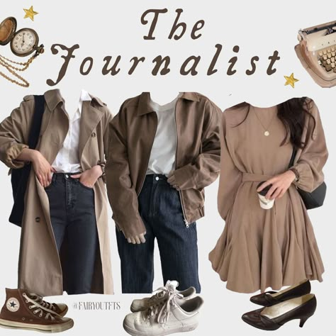 Journalism Major Aesthetic Outfit, Fashion Journalist Outfits, Journalist Outfits Women, Investigative Journalist Outfit, Journalism Student Aesthetic Outfit, Journalism Student Outfit, English Student Aesthetic Outfit, Journalist Outfit Aesthetic, Journalist Aesthetic Fashion