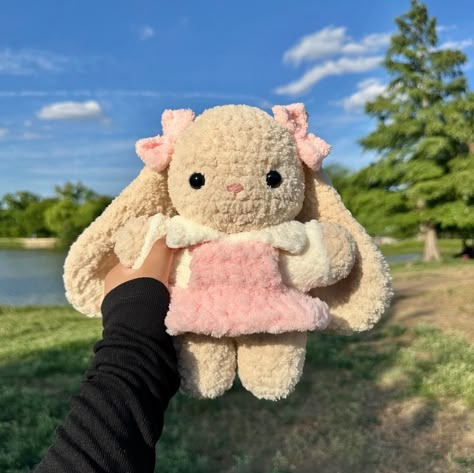 bunny in a layered collared shirt and overall dress 🎀🌸 available on my etsy 🫧 pattern by me ☁️ #crochet #amigurumi #crochetbunny #amigurumibunny #crochetplushies #handmadeplushies #bunnyplush Crochet Bunny With Dress, Crochet Animal Clothes, Bunny In Dress, Crochet Amigurumi Bunny, Crochet Bunnies, Knitted Bunny, Bunny Crochet Pattern, Easy Crochet Animals, Handmade Plushies