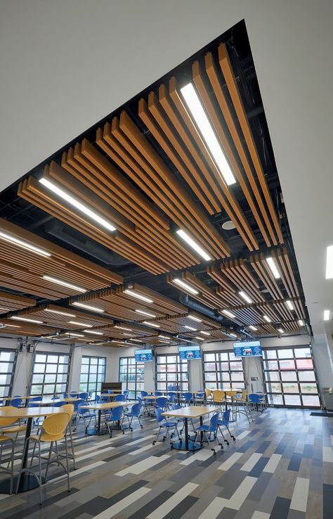 METALWORKS Blades Classics Exterior Ceiling Design, Open Ceiling Design, Modern Plastering, Corporate Architecture, Canteen Design, Baffle Ceiling, Ceiling Solutions, Office Ceiling, Ceiling Design Ideas