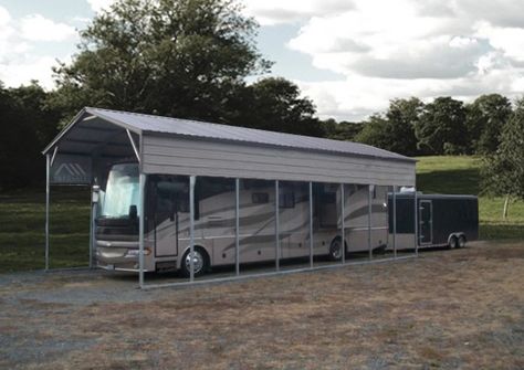 RV Carport with Veritcal Roof | Immediate Metal Building Pricing & Info Rv Shelter, Rv Carports, Rv Garage, Carport Garage, Steel Garage, High Building, Steel Mill, Building Code, Steel Buildings