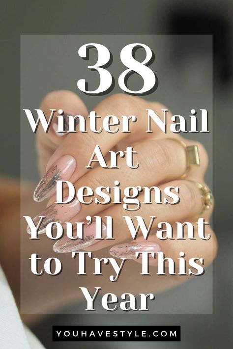 38 Winter Nail Art Designs (Ideas to Try) - You Have Style Trendy Nail Designs Unique Winter, Trendy Nail Art Designs 2023 Winter, Winter 2023 Nail Designs, Nail Art Winter 2023, Ombré Winter Nails, Nails 2023 Trends Winter French, January Nail Art Designs, Square Nails Ideas Winter, French Nail Designs Winter