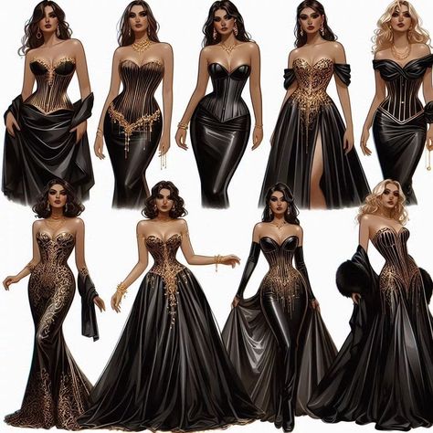 Black Draped Dresses Designs: Gold detailing Women Infographic, Black Drapes, Draped Dress, Style Mistakes, Style Guide, Gold Details, Evening Gown, Every Woman, Style Guides