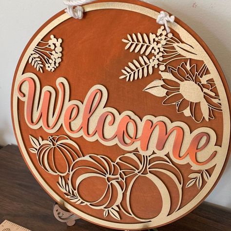 Get crafty with fun fall DIY ideas like gold pumpkins and seasonal door hangers that brighten up your home during the autumn months! Fall Diy Ideas, Diy Fall Ideas, Engraving Projects, Gold Pumpkin, Laser Cut Earrings Acrylics, Fall Door Hanger, Engraving Ideas, Laser Cut Wood Earrings, Laser Cut Wood Crafts