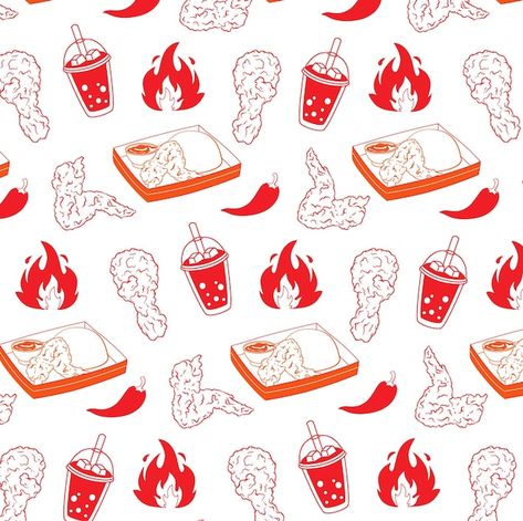 Spicy fried chicken hand drawn sketch se... | Premium Vector #Freepik #vector #crispy-chicken #fried-chicken #crispy #doodle Fried Chicken Business Name Ideas, Fried Chicken Wallpaper, Chicken Menu Design, Fried Chicken Illustration, Chicken Wings Logo, Spicy Background, Fried Chicken Design, Fast Food Background, Doodle Logo