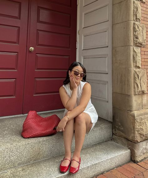 I’ll never say no to a matching set ♥️ . . . . . . . matching set. white outfit. pops of red. ballet flats. red shoes. red bag. anthropologie bag. vest top. minimal style. just girly things. fashion inspo. summer outfits. summer outfit ideas. fall fashion. fall outfits. pinterest outfits. pinterest aesthetic. poses. pose ideas. ootd. #commense #matchingset #summerfashion Anthropologie Bag, Fall Outfits Pinterest, Fashion Inspo Summer, Fashion Fall Outfits, Never Say No, Red Ballet Flats, Aesthetic Poses, Outfit Ideas Fall, Anthropologie Bags