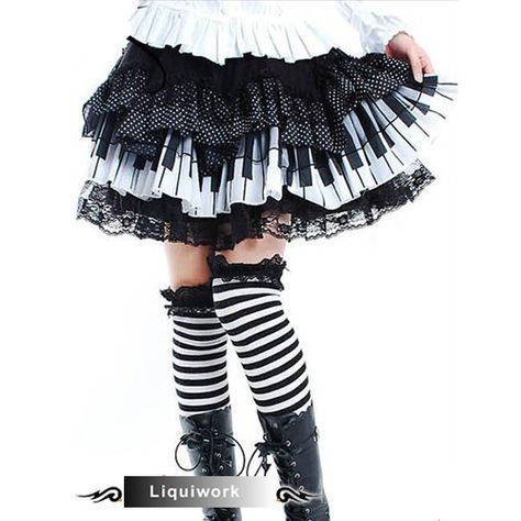 Piano Clothes, Tutu Skirt Women, Black Piano, Piano Key, Skirt For Women, J Fashion, Music Fashion, Tutu Skirt, Gothic Lolita