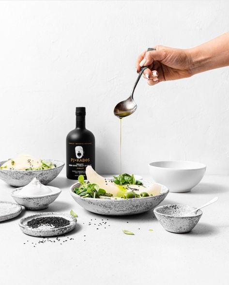 Olive Oil Product Photography, Salad Advertising, Olive Oil Photography, Kraus Sink, Oil Photography, Olive Oil Salad, Oil Still Life, Menu Maker, Olive Oil Brands