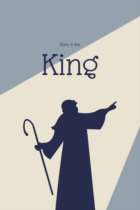 Design of a Christian Christmas card with the inscription: "A King is Born." Vector illustration of a shepherd who saw angels delivering good news. Design can be used for banners, posters, Christmas party invitations, Christian greeting card printing. Christian Christmas Symbols, Christmas Card Christian, Christian Christmas Card, Jesus Born, Christ Christmas, Postcard Ideas, Christian Christmas Cards, Christmas Graphic Design, Jesus Design