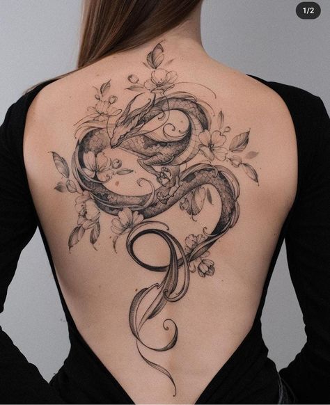 Back Dragon Tattoos For Women, Dragon Tattoo For Women On Back, Women Dragon Back Tattoo, Dragon Tattoo Ideas Female, Symmetrical Neck Tattoo, Hip Buttocks Tattoo, Dragon Tatoos Woman, Dragon Tattoo Back Women, Back Tattoo Women Dragon