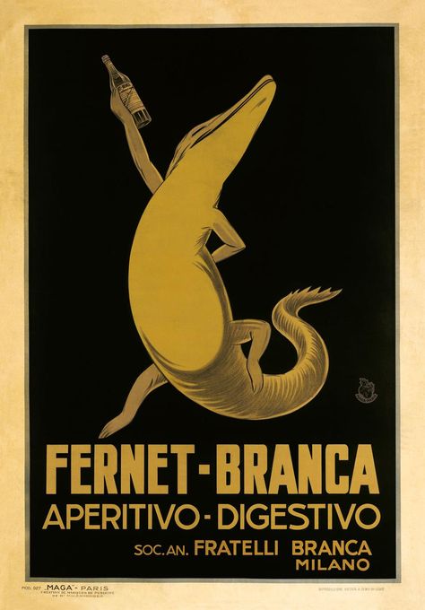 Love that aligator. Vintage Italian Posters, Vintage French Posters, Italian Posters, Old Posters, Bar Poster, Vintage Advertising Posters, French Poster, Advertising Posters, Vintage Apple