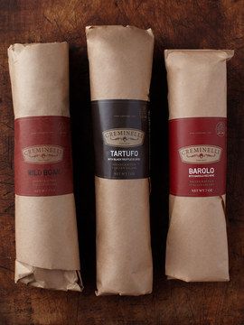 Artisan Salami by Creminelli Sausages Packaging, Food Delivery Packaging, Takeaway Packaging, Fresh Snacks, Food Box Packaging, Meat Shop, Food Packaging Design, Packaged Food, Packaging Labels Design