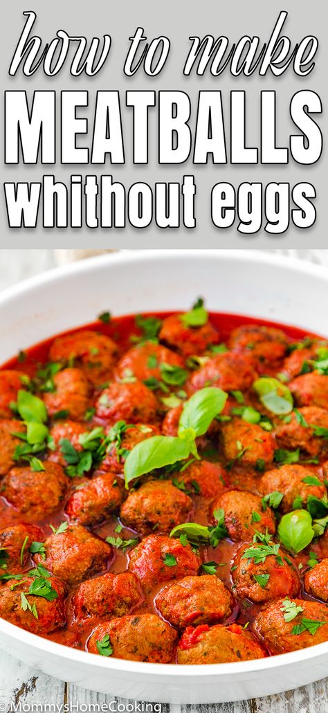 Eggless Food Recipes, Meatball Recipes Without Eggs, Meatball Recipes No Egg, Eggless Meatballs, Meatballs Without Eggs, Egg Free Meatballs, Latino Food, Italian Meatballs Recipe, How To Make Meatballs