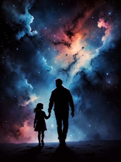 Space Aesthetic Wallpaper, Father's Day Gifts Ideas, Aesthetic Wallpaper Phone, Father And Daughter Love, Space Aesthetic, Galaxy Nebula, Gift Aesthetic, Art Silhouette, Father And Daughter