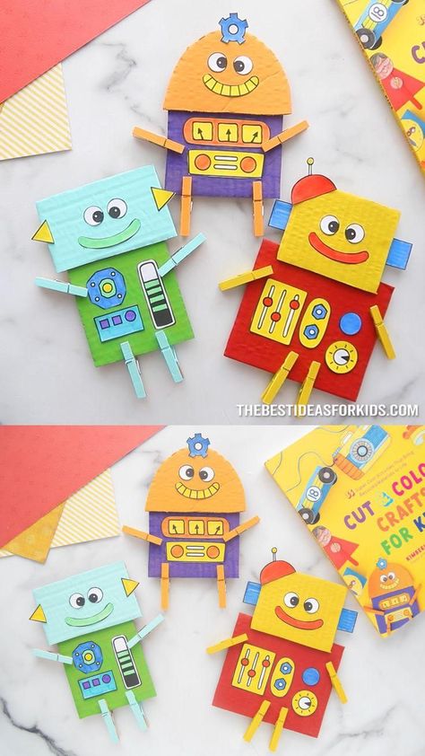 Cardboard Robot, Diy Kids Party, Robot Craft, School Kids Crafts, Diy Robot, Back To School Crafts, Hand Crafts For Kids, Toilet Paper Roll Crafts, Crafts For Boys