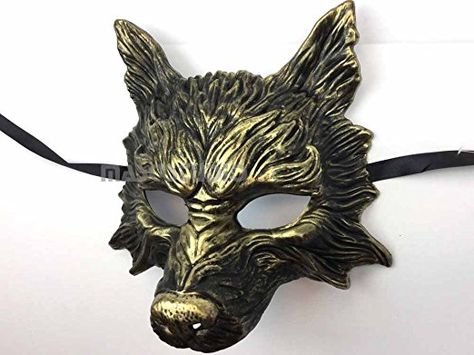 Gold Black Wolf Mask Animal Masquerade Halloween Costume Cosplay Party mask Full Face Masquerade Mask, Wolf Princess, House Costume, Masquerade Halloween Costumes, Hunted House, Masquerade Mask Black, Spirit Halloween Costumes, Masquerade Ball Mask, Toga Party