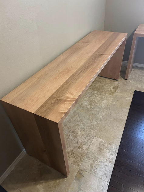 His and Hers matching maple desks. 5' long x 2' wide with waterfall edges. 

We are a custom wood shop working out of Ponder, Texas. We serve the Dallas/Fort Worth area. Contact us to make your ideas come to life on Facebook, Instagram, Tik Tok, or our website. Waterfall Wood Desk, Round Table Breakfast Nook, Desk Dining Table, Breakfast Nook Table, Table Breakfast, Desk Dining, Nook Table, Best Desk, Table Kitchen