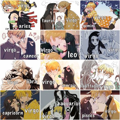 Zodiac Signs As Anime Couples, Zodiac Signs As Anime Characters, Zodiac Couples Art, Zodiac Signs As Anime, Best Zodiac Couples, Zodiac Signs Couples, Black Color Hairstyles, Zodiac Couples, Zodiac Signs Pictures