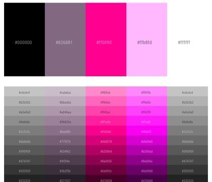 Pink And Black Color Schemes, Hot Pink Color Palette Colour Schemes, Pink Black White Color Palette, Pink Black Silver Color Palettes, Color Schemes With Pink, Color Schemes With Black, Pastel Pink And Black Color Palette, Hot Pink And Black Color Palette, Pink Purple Black Color Palette