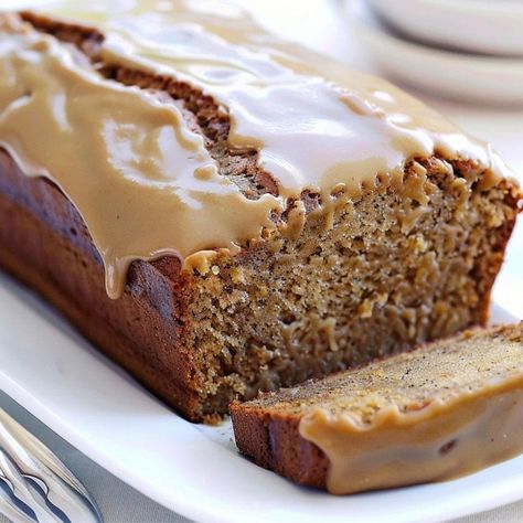 Salted Caramel Banana Bread, Green Beans With Potatoes, Caramel Banana Bread, Salted Caramel Glaze, Smothered Green Beans, Breakfast Tables, Pecan Cinnamon Rolls, Pecan Cobbler, Caramel Glaze