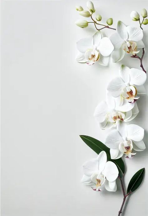 Free White Orchid Flower Card Background Image Orchid Flower Background, Orchid Background Wallpapers, Wedding Flyer Background, White Invitation Background, Wedding Cards Background, Orchid Wallpaper Iphone, White Wedding Background, Orchids Background, White Flower Border