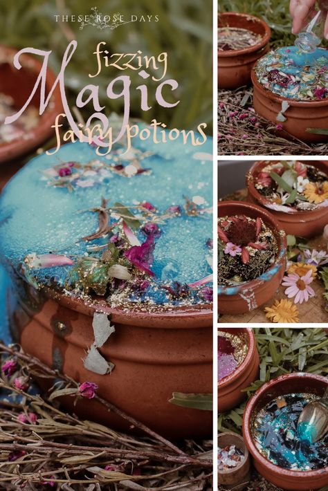 Nature Messy Play, Magic Fairy Garden, Fairy Camp Ideas, Fairy Provocation, Sensory Play Party, Fairy Potions For Kids, Potions Preschool, Sensory Play Kindergarten, Natural Sensory Play