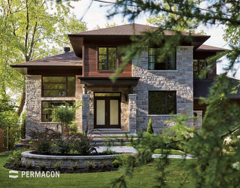 Chalet Modern, Stone Exterior Houses, A Modern House, House Outside Design, Village House Design, Bungalow House Design, Stone Houses, Dream House Exterior, House Architecture Design