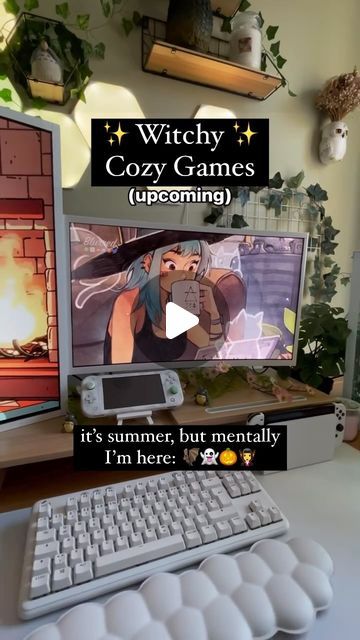 Reni / Bonnie 🦊 | Cozy Games on Instagram: "It’s summer, but mentally I’m here: 🦇👻🎃🧛‍♀️ 
Upcoming cozy games with a witchy theme, I’m absolutely excited about! 😍✨

#Cozygames #cozygamingcommunity #cozygaming #cozygamer #nintendoswitch #pcgaming #gaming #videogames" Cozy Games For Android, Cozy Games On Switch, Cozy Nintendo Games, Cozy Pc Games, Pc Cozy Games, Cozy Games, Cozy Gaming, Android Games, Gaming Setup