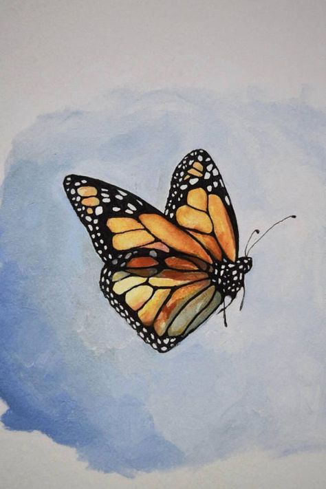 Flying Monarch Butterfly Watercolor Print Gif Flying Butterfly Painting, Flying Monarch Butterfly, Monarch Butterfly Watercolor, Butterfly In Flight, Butterfly Flying, Retro Butterfly, Butterfly Art Painting, Minimalist Illustration, Butterfly Clip Art