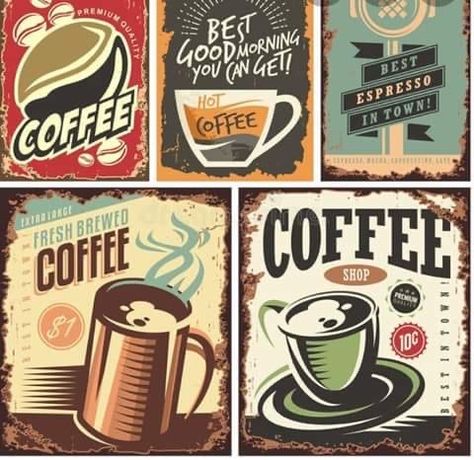 Coffee Inspiration, Family Tree Poster, Coin Café, Coffee Artwork, Coffee Tin, Retro Metal Signs, Retro Coffee, Coffee Poster, Vintage Tin Signs