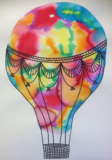 Watercolor And Sharpie, Balloon Watercolor, Watercolor Balloons, Wet Watercolor, 21 Balloons, Balloon Pattern, Paper Balloon, Cat Watercolor, 2nd Grade Art