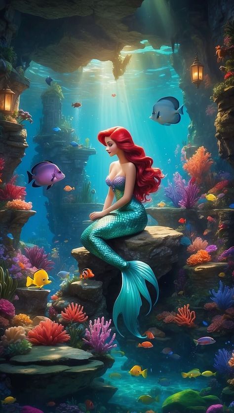 Mermaid Sitting On A Rock, Mermaid Wallpaper Backgrounds, Ariel Wallpaper, Mermaid Sitting, Little Mermaid Wallpaper, Mermaid Anime, Little Mermaid Characters, Mermaid Photography, Mermaid Wallpapers