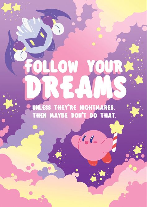 Kirby Poster, Kirby Character, Meta Knight, Kirby Art, A3 Poster, Follow Your Dreams, Cute Poster, Kawaii Wallpaper, Cute Backgrounds