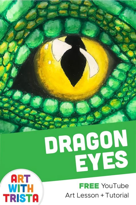 Blend Oil Pastels, Eye Video, Dragon Eye Drawing, Draw A Dragon, Steps To Draw, Using Oil Pastels, Dragon Eyes, Parts Of The Eye, Art Lessons Middle School