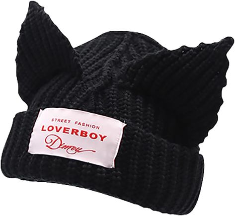 Cat Ear Hat Women Cute Beanie Hat Knitted Wool Cap (Blue) at Amazon Women’s Clothing store Hat With Cat Ears Beanie, Cheap Beanie For Streetwear, One Size Fits Most, Cat Design Beanie Hat, One Size Fits Most, Black Punk Beanie Hat, Swag Hats, Cat Ears Hat, Cute Beanies, Wool Caps, Ear Hats