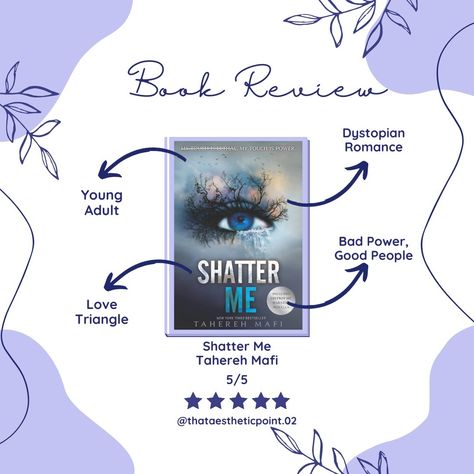 𝓑𝓸𝓸𝓴 𝓡𝓮𝓿𝓲𝓮𝔀📚💕 Have you ever wondered what it would be like to have a touch that can kill? That's the curse of Juliette, the heroine of Shatter Me by Tahereh Mafi. This was the perfect start to 2024, A thrilling dystopian romance that kept me on the edge of my seat! . . . 📖: Shatter Me by Tahereh Mafi 📚: Shatter Me Series (Book 1) . . . I loved the writing style of this book, with its poetic prose and crossed-out sentences that show Juliette's inner turmoil. The characters are complex and fla... Dystopian Romance, Inner Turmoil, Tahereh Mafi, Writing Style, Shatter Me Series, Shatter Me, The Curse, Writing Styles, Book Review